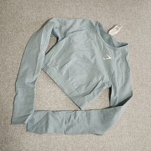 GYMSHARK Vital crop top in pearl blue marl